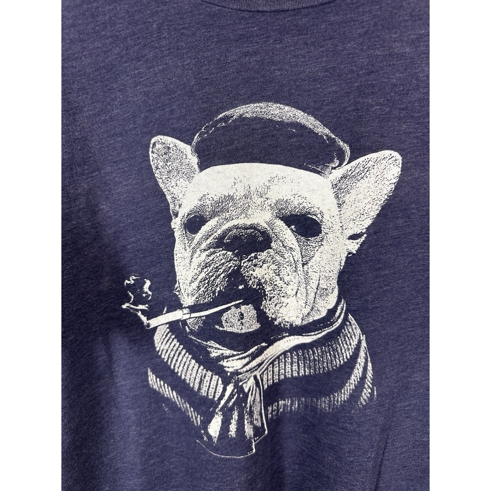 Headline Shirts French Bulldog Smoking Pipe Graphic T-Shirt Blue Mens Size Large - Picture 3 of 6